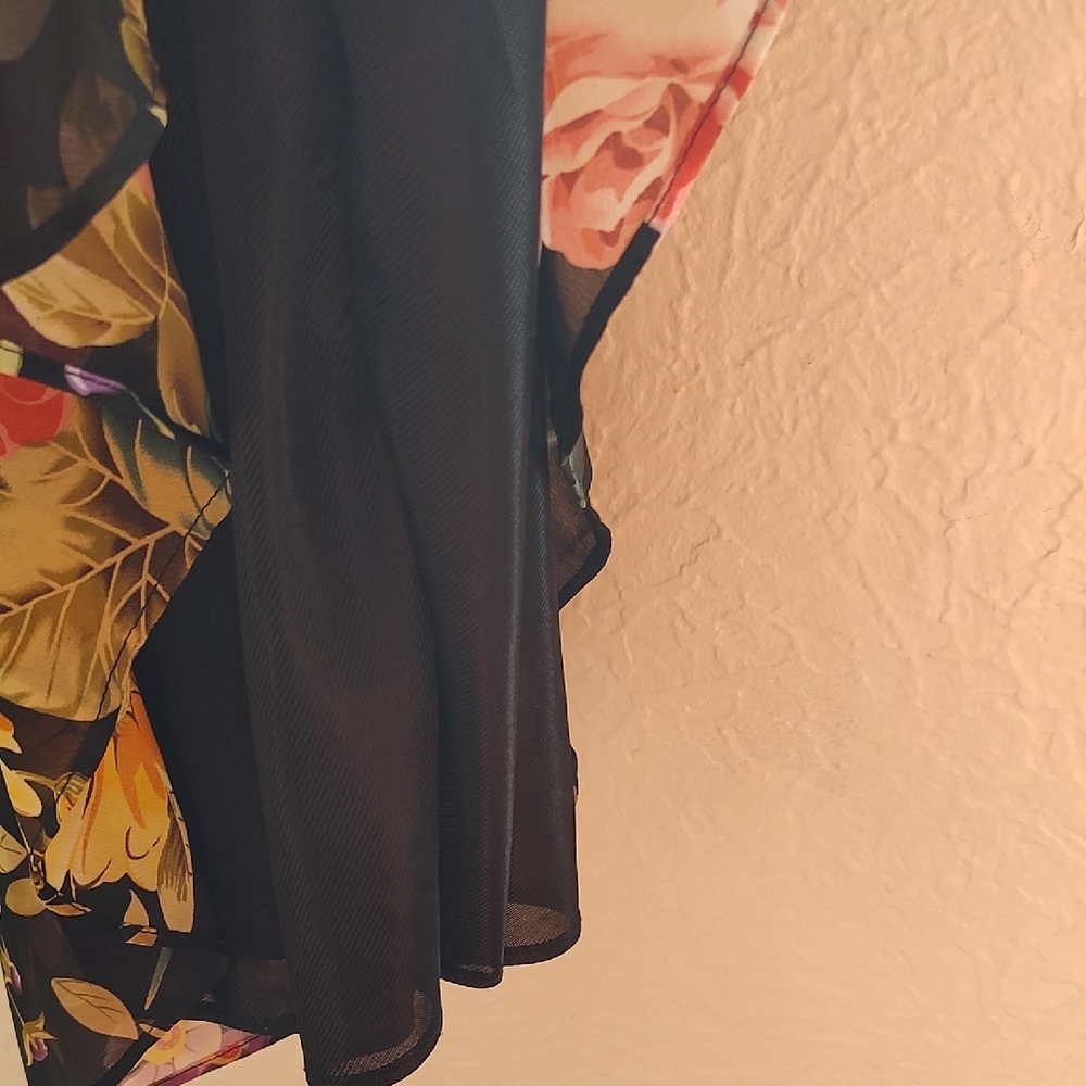 Floral Print Navy Maxi Dress with Ruffle Hem - Picture 4 of 5